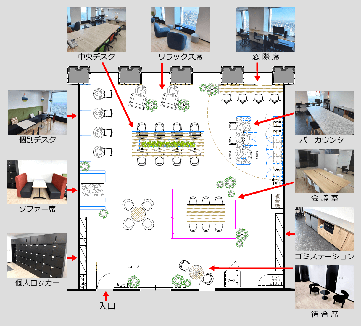 鹿島屋オフィス内レイアウト